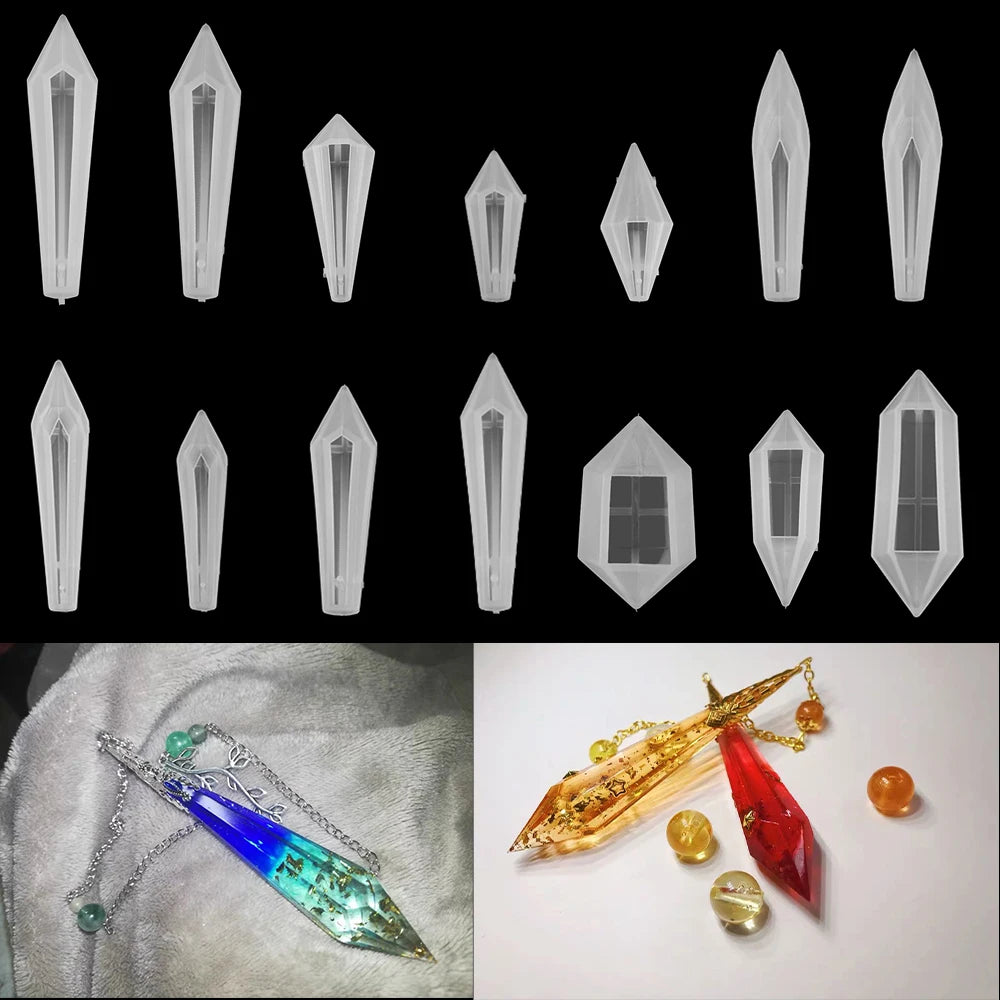 1pcs DIY Crystal Pendulum Epoxy Resin Molds Necklace Pendant UV Resin Transparent Silicone Mould For Jewelry Finding Making Tool