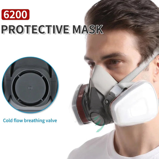 Original 6200 Respirator Reusable Half Face Cover Gas Mask with Cotton Filter Goggles for Painting Spray Polishing Work Safety