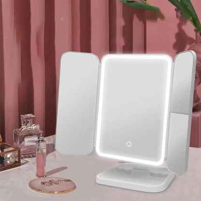 Trifold LED Makeup Mirror with Smart Complementary Lighting