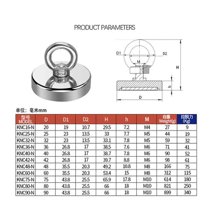 Super Strong Neodymium Magnets N52 with Countersunk Hole Eyebolt