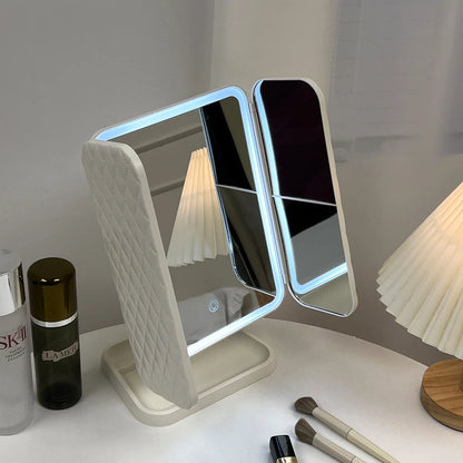 Trifold LED Makeup Mirror with Smart Complementary Lighting