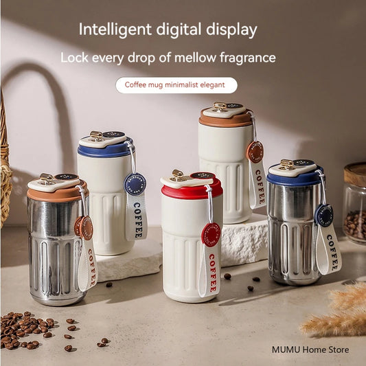 450ML Smart Thermos Bottle - LED Display - Stainless Steel