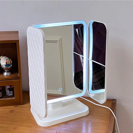 Trifold LED Makeup Mirror with Smart Complementary Lighting