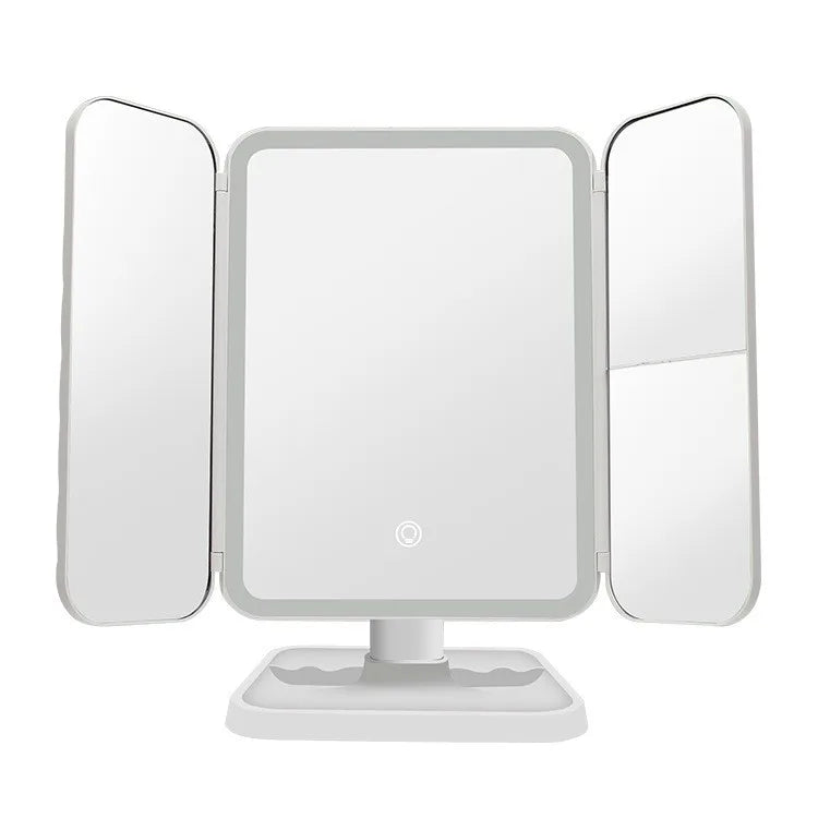 Trifold LED Makeup Mirror with Smart Complementary Lighting