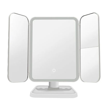 Trifold LED Makeup Mirror with Smart Complementary Lighting