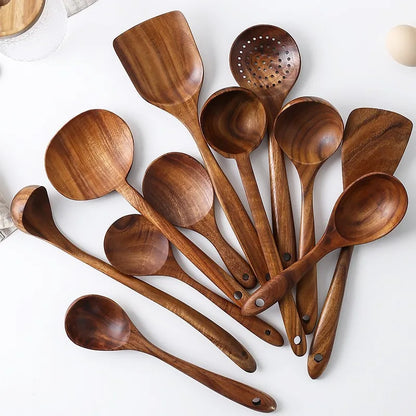 Premium Black Walnut Kitchen Utensils Set