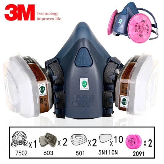 3M 7502 Respirator Half Face Dust Mask - Work Safety